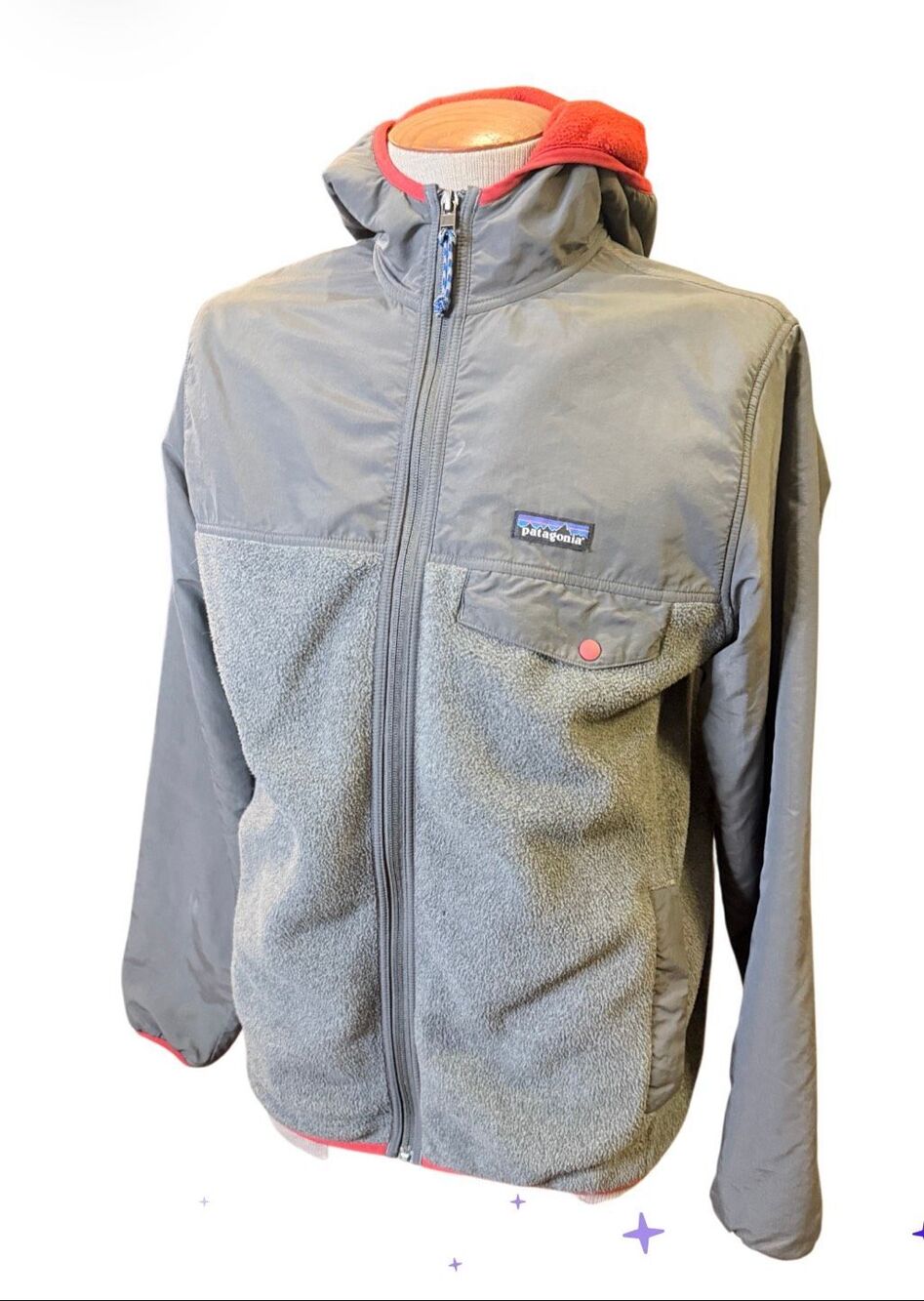 Patagonia Men’s Shelled Synchilla Snap-T Hoody Grey Fleece & Nylon Shell Medium - Picture 5 of 16
